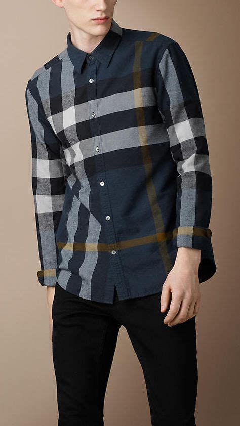 mens burberry ribbed collar long sleeve shirt|Burberry shirts for men.